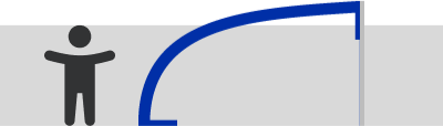 Icône de personne et courbe bleue.